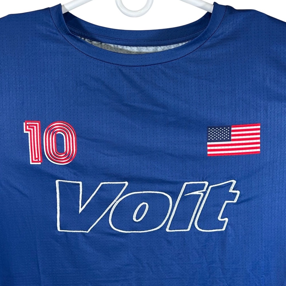 Voit Mens Performance Soccer Jersey Blue USA Flag Number 10 Size 2XL New